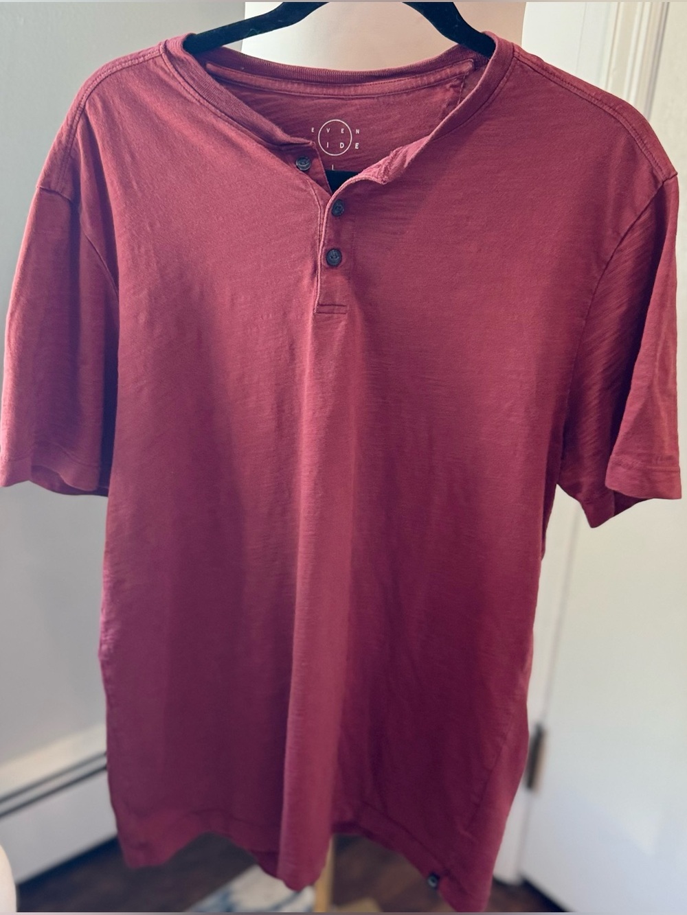 Eventide Rust Red Short Sleeve Henley Shirt 100% Cotton Peru Made | Size Large